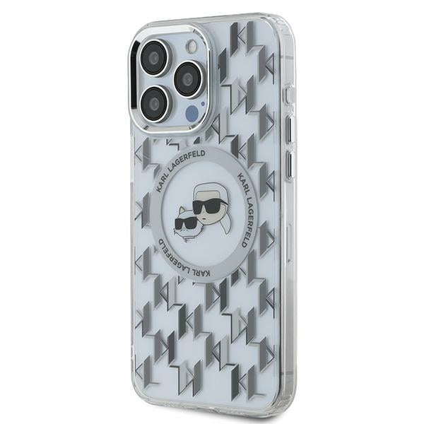 Husa de protectie Karl Lagerfeld IML MagSafe (KLHMP15LHMCKMHT) compatibil cu iPhone 15 Pro, Transparent Monogram Karl&Choupette Head