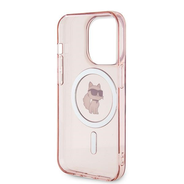 Karl Lagerfeld IML MagSafe husă roz Choupette pentru iPhone 14 Pro Max