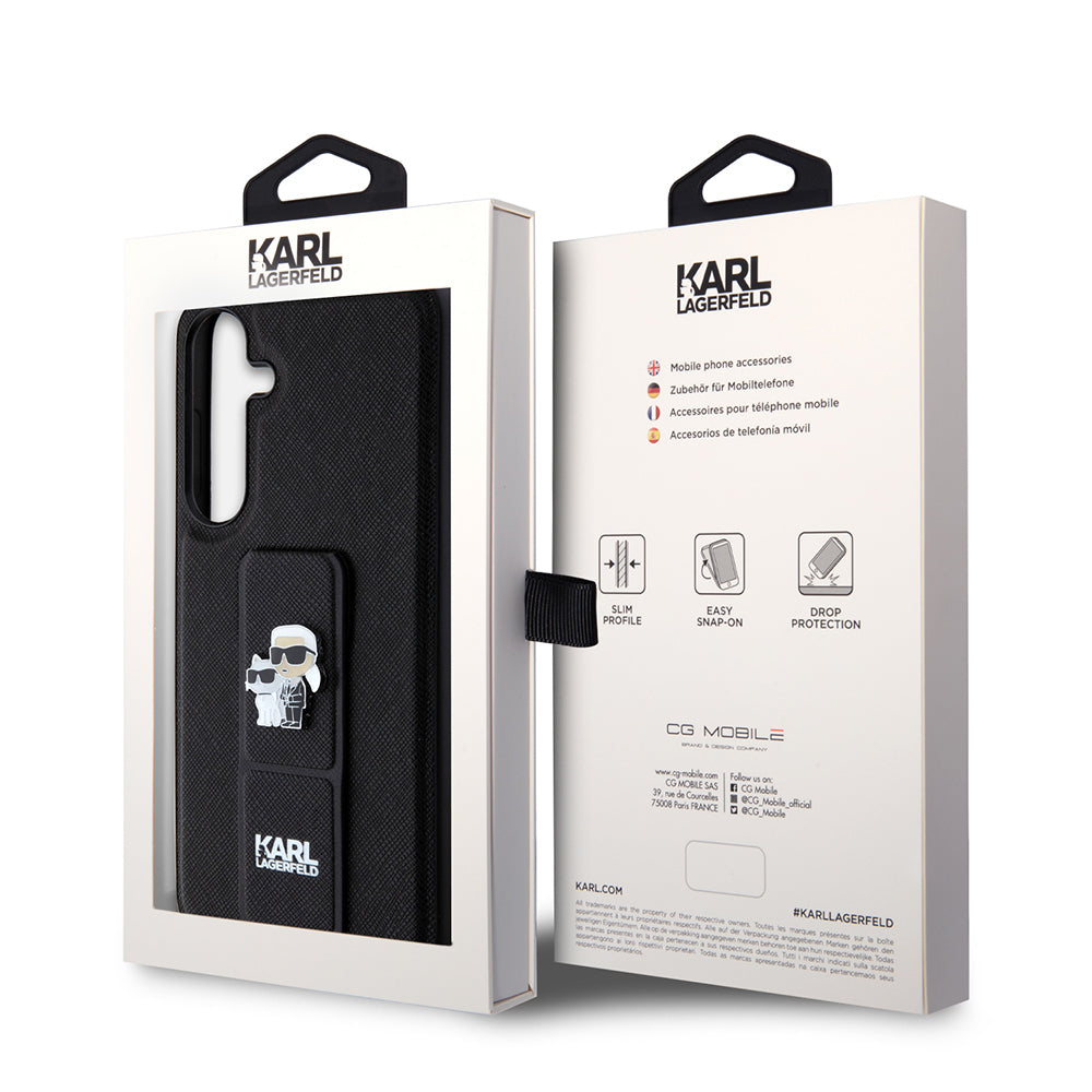 Husa de protectie Karl Lagerfeld Saffiano Gripstand (KLHCS24MGSAKCPK) compatibil cu Samsung Galaxy S24 Plus, Karl&Choupette