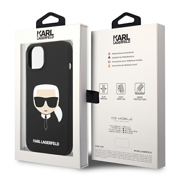 Husa de protectie Karl Lagerfeld Silicone MagSafe (KLHMP14MSLKHBK) compatibil cu iPhone 14 Plus, Karl`s Head