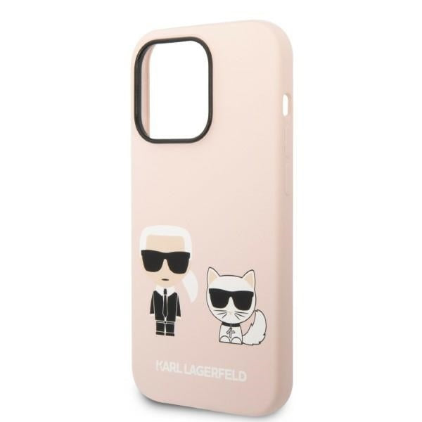 Husa de protectie Karl Lagerfeld Silicone MagSafe (KLHMP14LSSKCI) compatibil cu iPhone 14 Pro, Roz Deschis Karl&Choupette