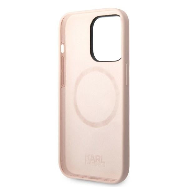 Husa de protectie Karl Lagerfeld Silicone MagSafe (KLHMP14LSSKCI) compatibil cu iPhone 14 Pro, Roz Deschis Karl&Choupette