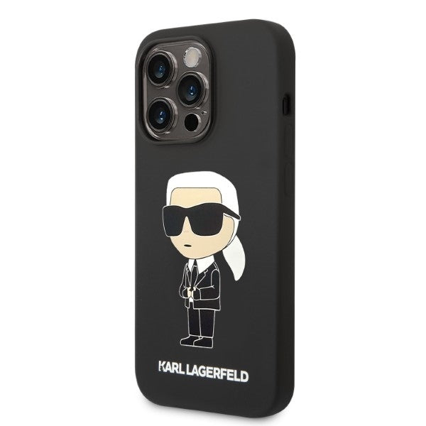 Husa de protectie Karl Lagerfeld Silicone MagSafe (KLHMP14LSNIKBCK) compatibil cu iPhone 14 Pro, Ikonik