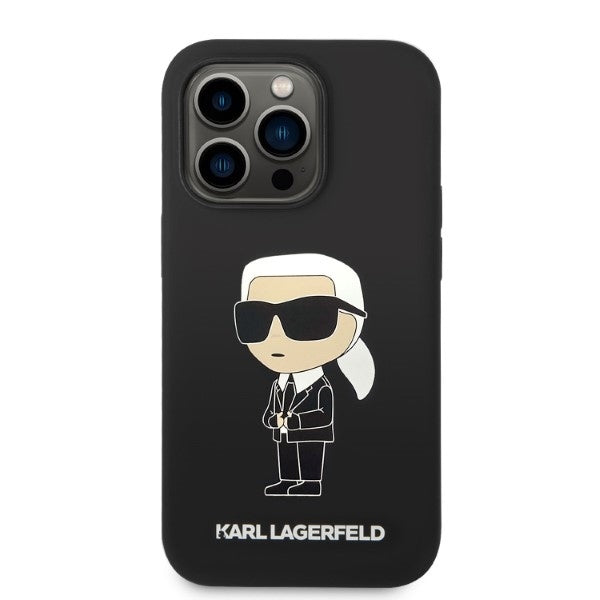 Husa de protectie Karl Lagerfeld Silicone MagSafe (KLHMP14LSNIKBCK) compatibil cu iPhone 14 Pro, Ikonik