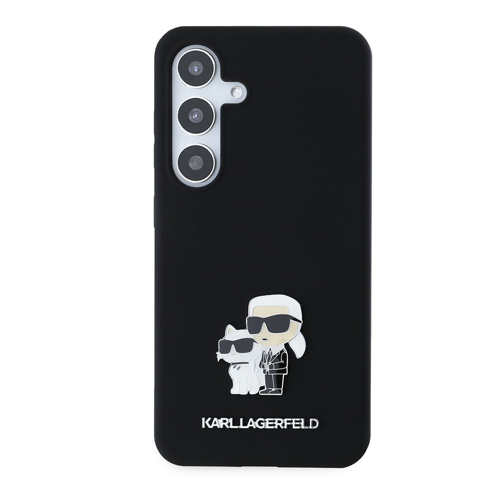 Husa de protectie Karl Lagerfeld Silicone (KLHCS24SSMHKCNPK) compatibil cu Samsung Galaxy S24, Karl&Choupette Metal Pin