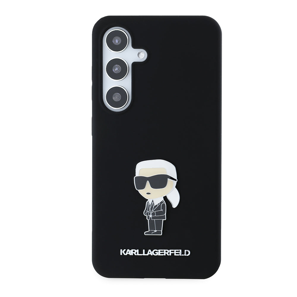 Husa de protectie Karl Lagerfeld Silicone (KLHCS24SSMHKNPK) compatibil cu Samsung Galaxy S24, Ikonik Metal Pin
