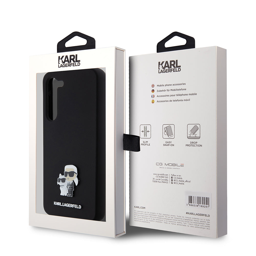 Husa de protectie Karl Lagerfeld Silicone (KLHCS23MSMHKCNPK) compatibil cu Samsung Galaxy S23 Plus, Karl&Choupette Metal Pin