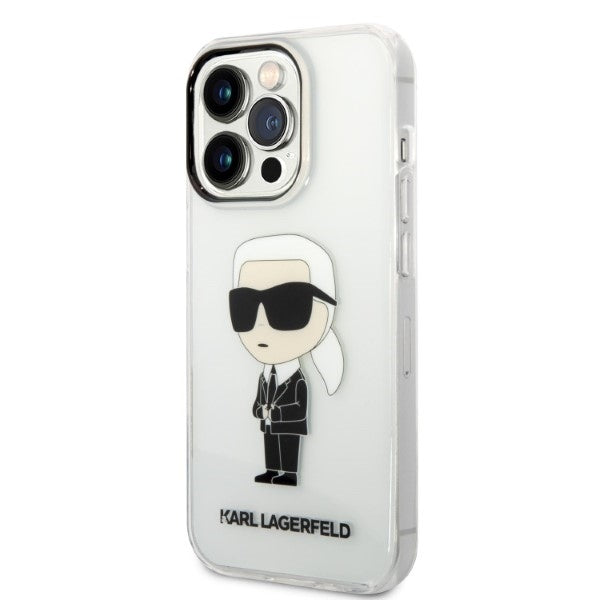 Husa de protectie Karl Lagerfeld Hardcase Transparent (KLHCP14LHNIKTCT) compatibil cu iPhone 14 Pro, Ikonik Karl Lagerfeld