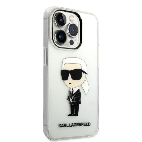 Husa de protectie Karl Lagerfeld Hardcase Transparent (KLHCP14LHNIKTCT) compatibil cu iPhone 14 Pro, Ikonik Karl Lagerfeld