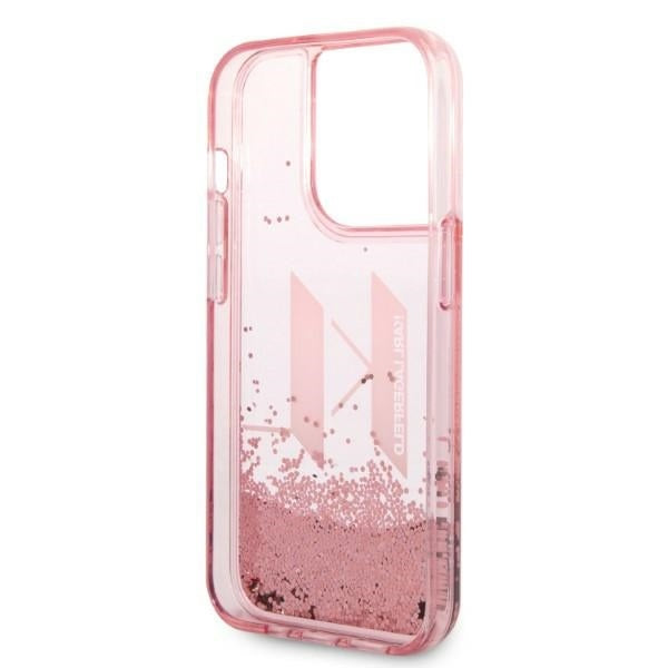 Husa de protectie Karl Lagerfeld Hardcase Glitter (KLHCP14LLBKLCP) compatibil cu iPhone 14 Pro, Roz Liquid Big Kl