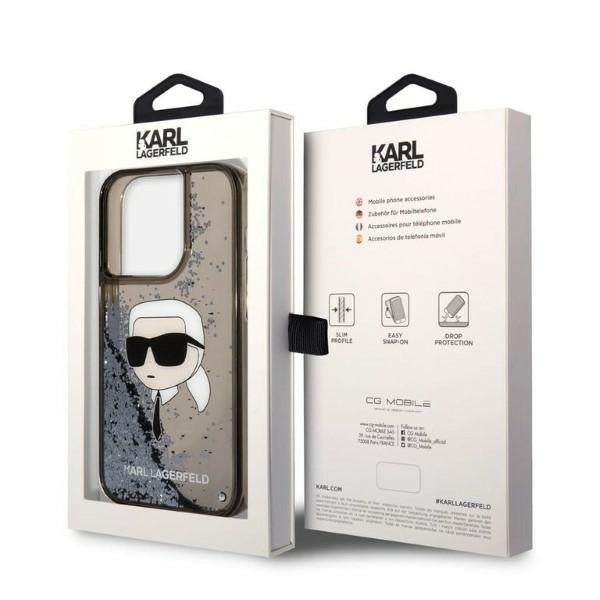 Husa de protectie Karl Lagerfeld Hardcase Glitter (KLHCP14LLNKHCK) compatibil cu iPhone 14 Pro, Karl Head