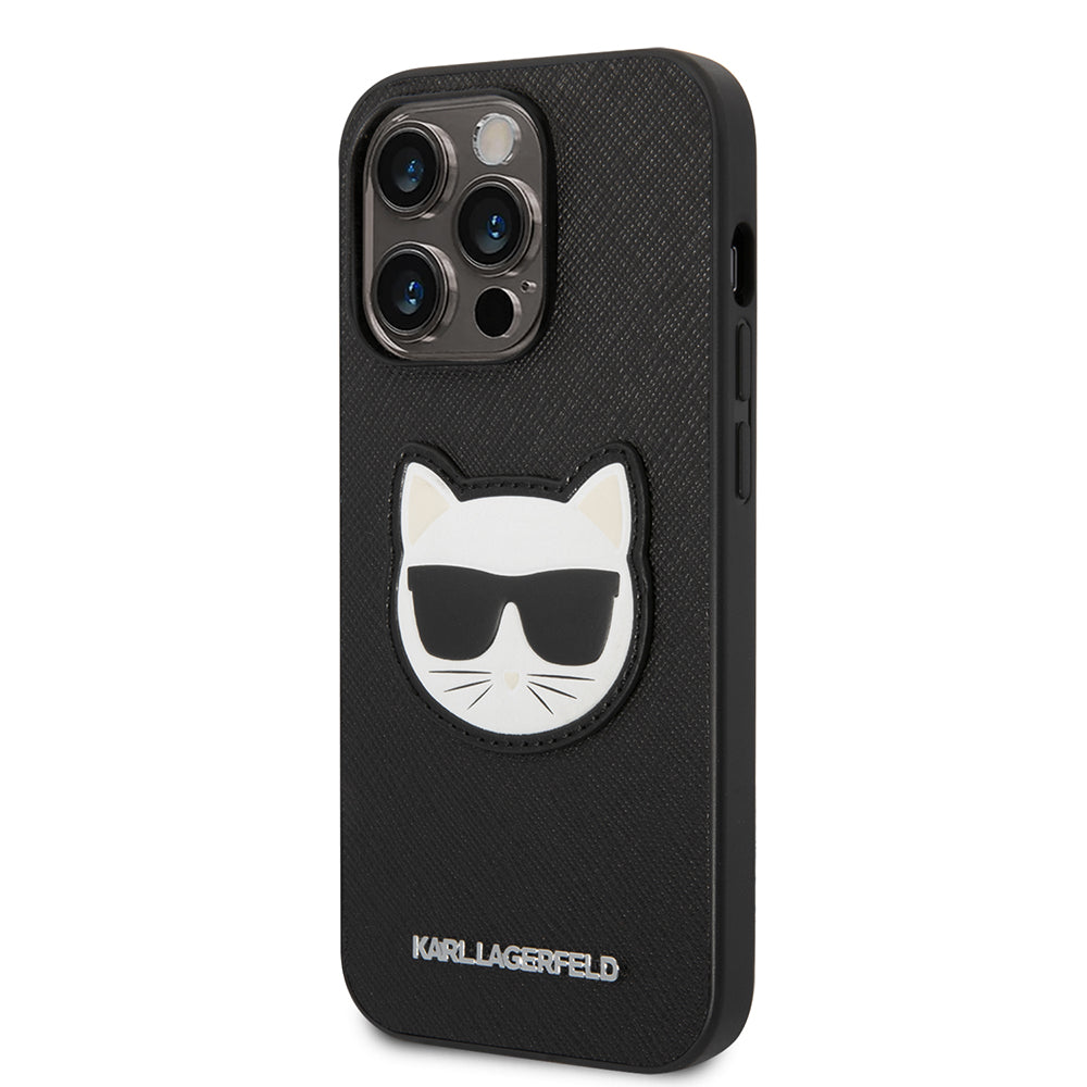 Husa de protectie Karl Lagerfeld Saffiano (KLHCP14LSAPCHK) compatibil cu iPhone 14 Pro, Choupette Head