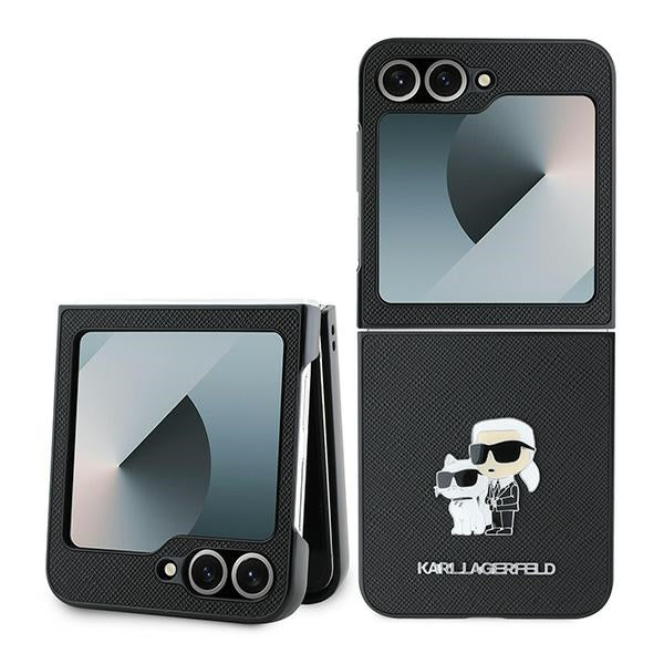 Husa de protectie Karl Lagerfeld Saffiano compatibil cu Samsung Galaxy Z Flip6 / Flip7 FE, Negru
