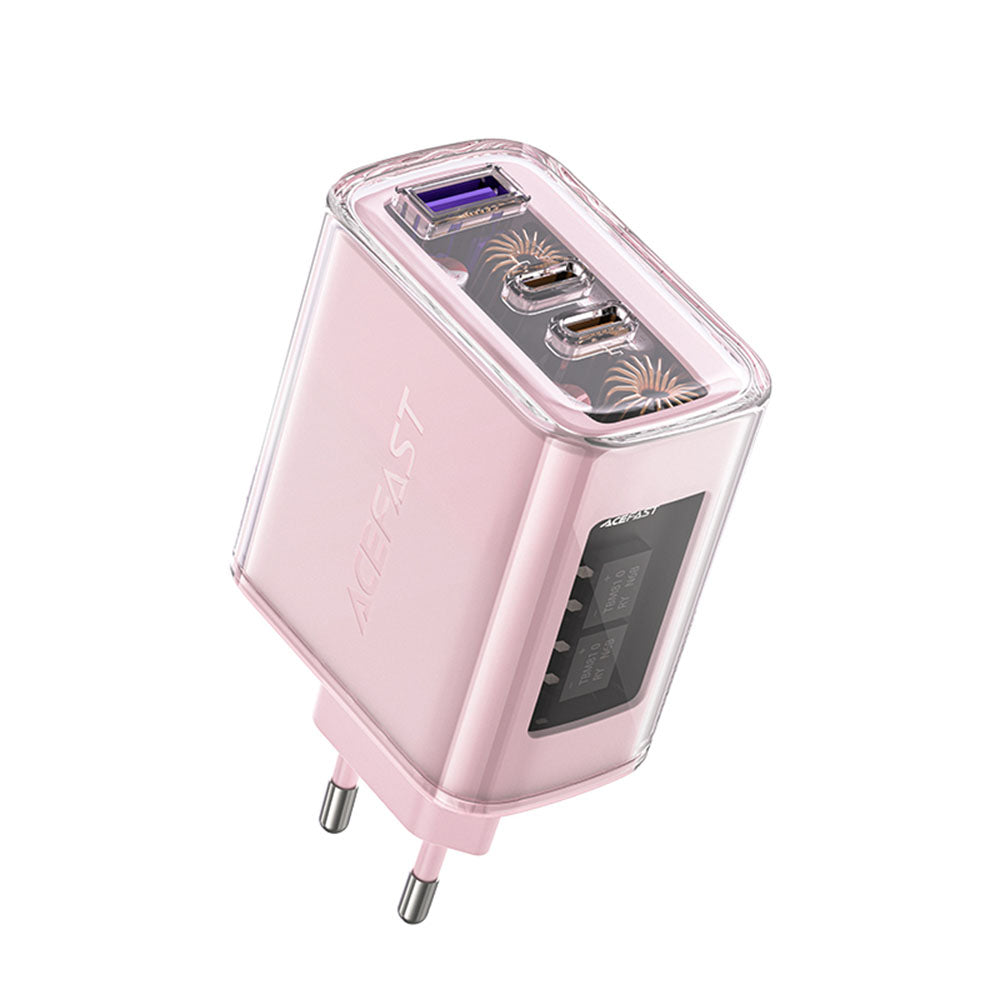 Incarcator Acefast Exploration Series (A45), 2 x USB-C, USB, GaN, PD65W, Fast Charging, Cherry Blossom