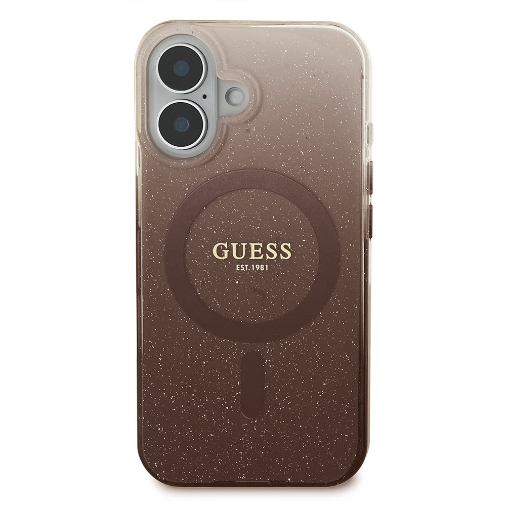 Husa de protectie Guess IML Glitter Gradient MagSafe (GUHMP16MHGRCELW) compatibil cu iPhone 16 Plus, Maro