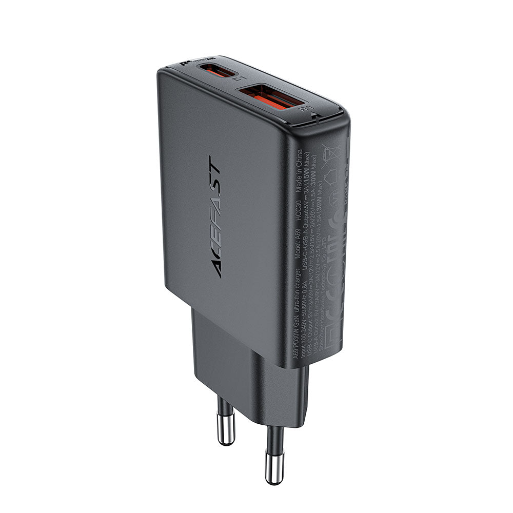 Incarcator Acefast (A69), Type-C / USB, PD30W, GaN, Negru