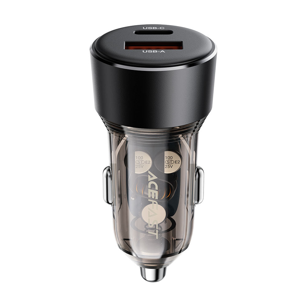 Incarcator Acefast Car (B12), Dual-port, Type-C, USB, Dual Fast Charging, 60W, Negru
