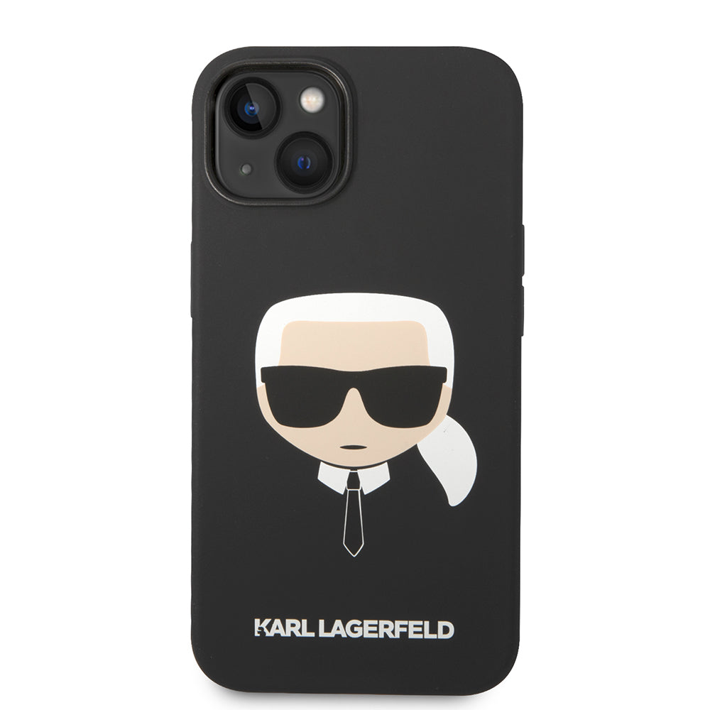 Husa de protectie Karl Lagerfeld Silicone (KLHCP14MSLKHBK) compatibil cu iPhone 14 Plus, Karl`s Head