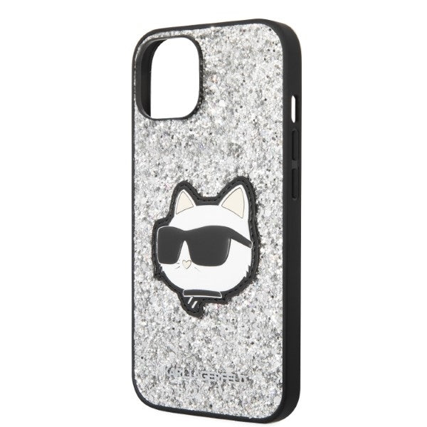Husa de protectie Karl Lagerfeld Hardcase Glitter (KLHCP14MG2CPS) compatibil cu iPhone 14 Plus, Argintiu Choupette Patch