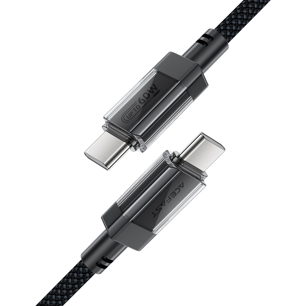 Cablu Acefast (C12-03), Type-C to Type-C, 60W, High-Speed Charging, 1.2m, Negru