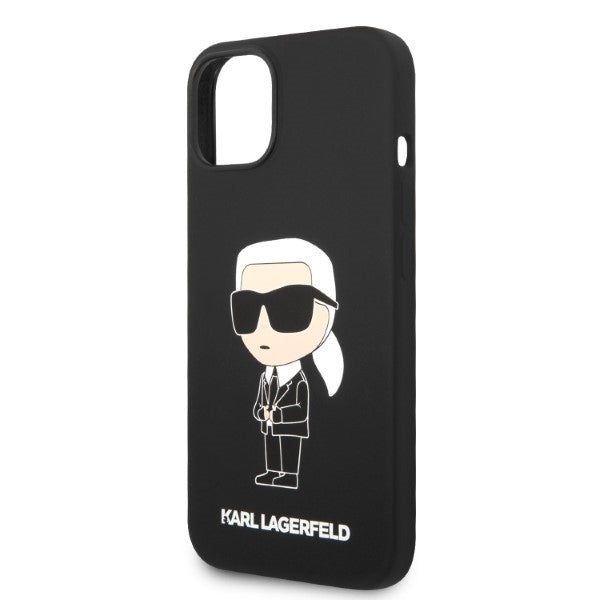 Husa de protectie Karl Lagerfeld Silicone (KLHCP14MSNIKBCK) compatibil cu iPhone 14 Plus, Negru Ikonik