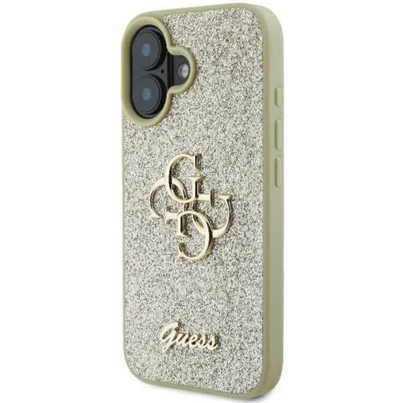 Husa de protectie Guess Glitter Fixed Big 4G (GUHCP16MHG4SGD) compatibil cu iPhone 16 Plus, Auriu