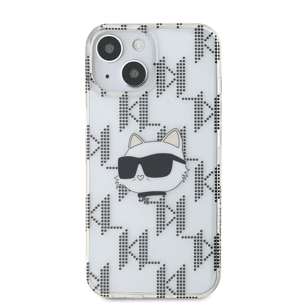 Husa de protectie Karl Lagerfeld IML Luxury (KLHCP15SHKLPCHT) compatibil cu iPhone 15, Transparent Choupette Head&Monogram