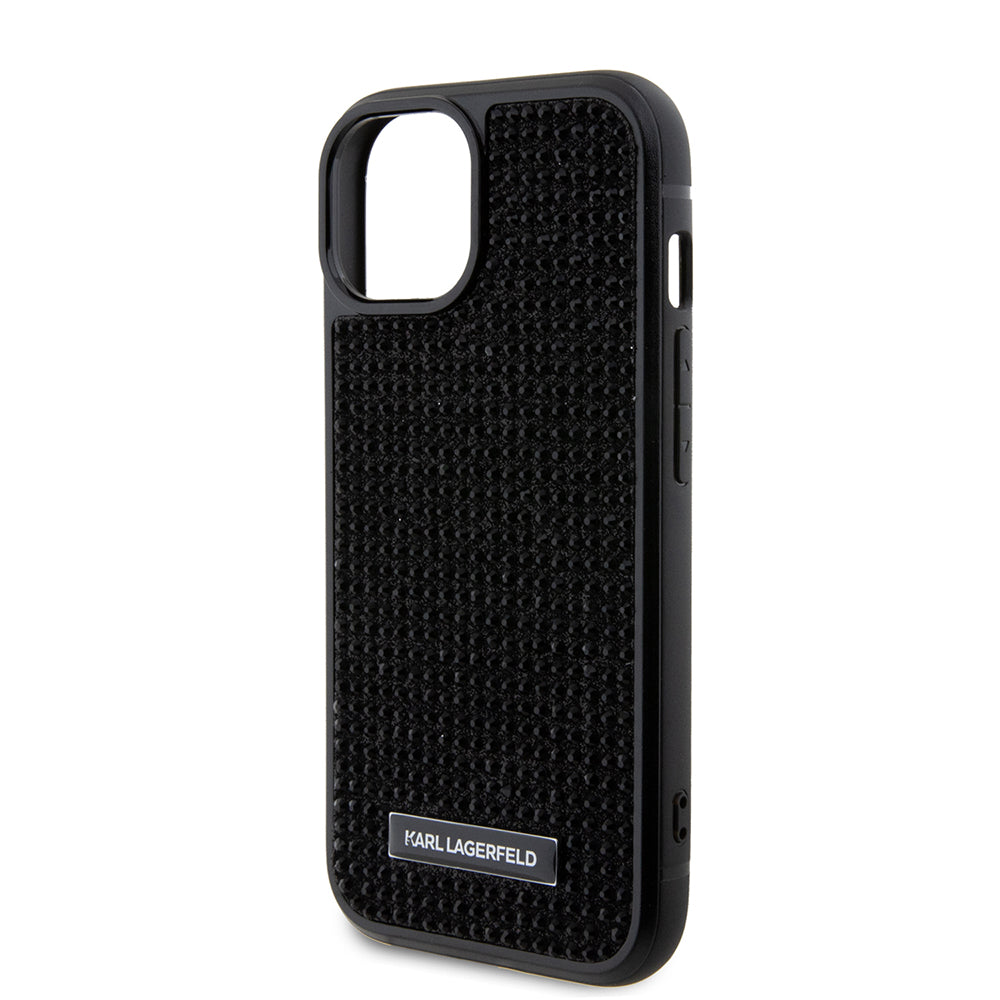 Husa de protectie Karl Lagerfeld Hardcase Rhinestone (KLHCP15SHDSPLK) compatibil cu iPhone 15, Logo Metal Plate