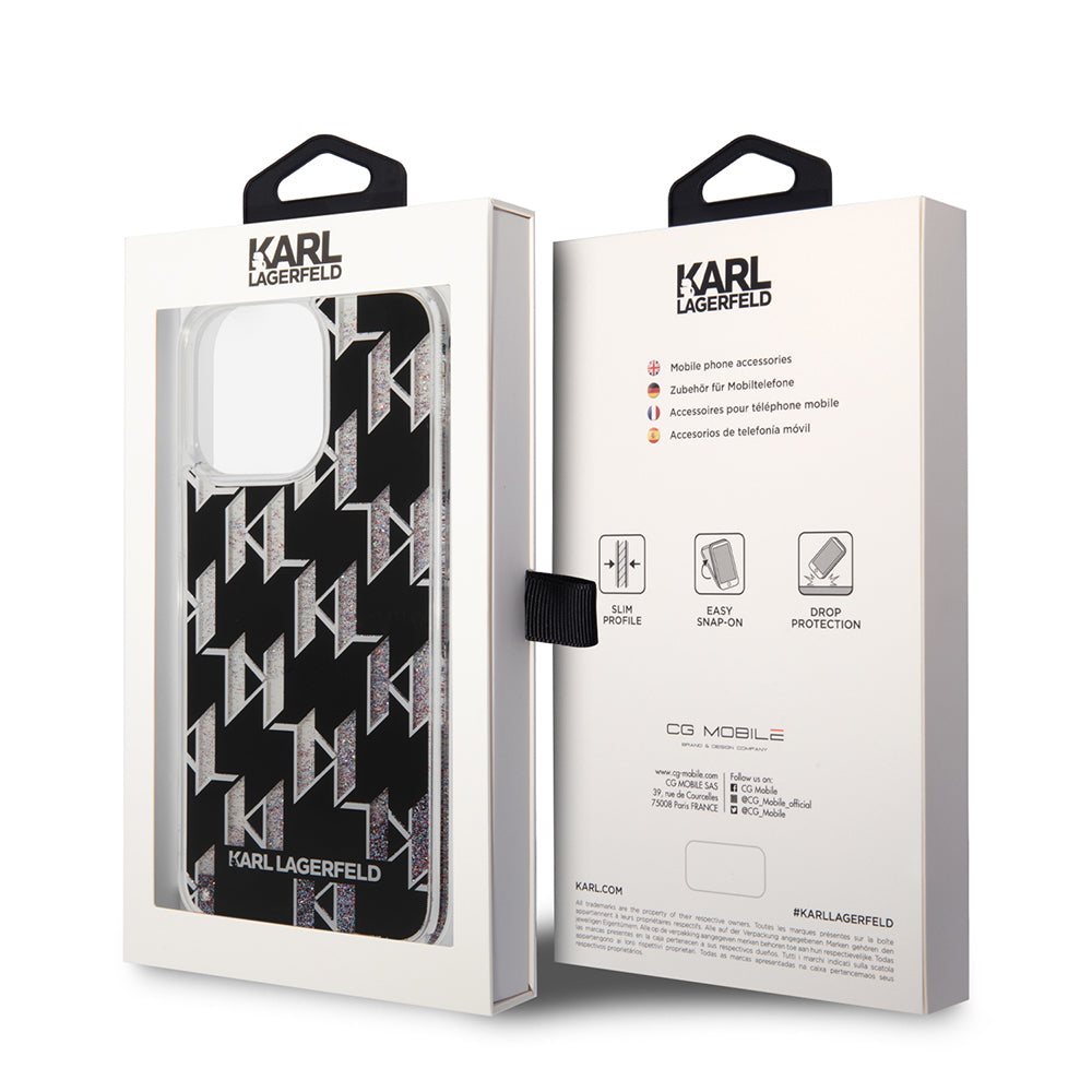 Husa de protectie Karl Lagerfeld Hardcase Liquid Glitter (KLHCP14XLMNMK) compatibil cu iPhone 14 Pro Max, Monogram