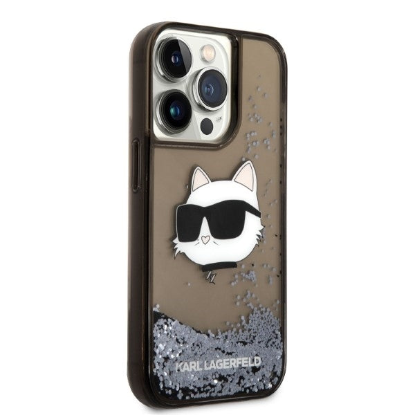 Husa de protectie Karl Lagerfeld Hardcase Glitter (KLHCP14XLNCHCK) compatibil cu iPhone 14 Pro Max, Choupette Head