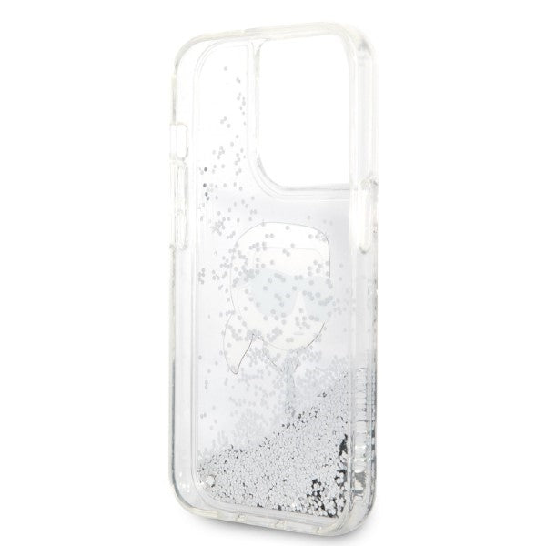 Husa de protectie Karl Lagerfeld Hardcase Glitter (KLHCP14XLNKHCH) compatibil cu iPhone 14 Pro Max, Argintiu Karl Head