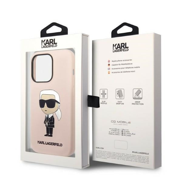 Husa de protectie Karl Lagerfeld Silicone (KLHCP14XSNIKBCP) compatibil cu iPhone 14 Pro Max, Roz Ikonik