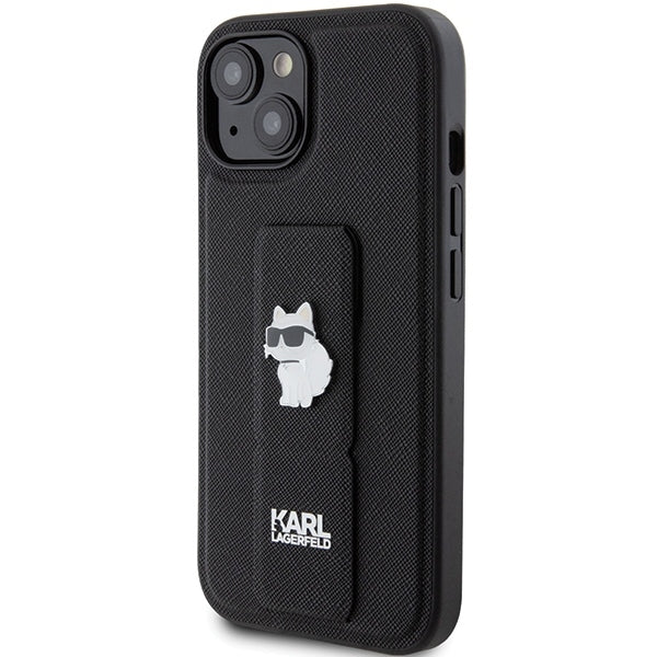 Husa de protectie Karl Lagerfeld Saffiano Gripstand (KLHCP15SGSACHPK) compatibil cu iPhone 15, Choupette