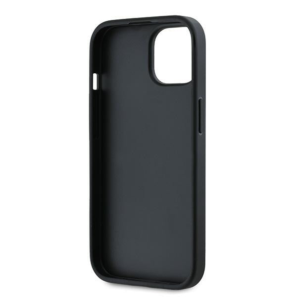 Karl Lagerfeld Diagonal Quilted Script fekete tok iPhone 15 készülékhez