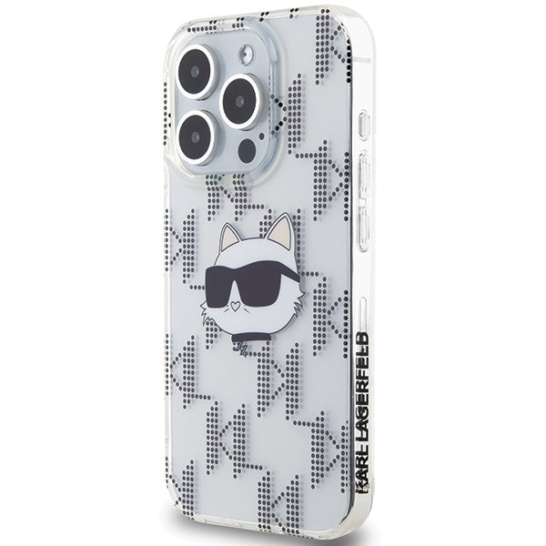 Husa de protectie Karl Lagerfeld IML Luxury (KLHCP15XHKLPCHT) compatibil cu iPhone 15 Pro Max, Transparent Choupette Head&Monogram