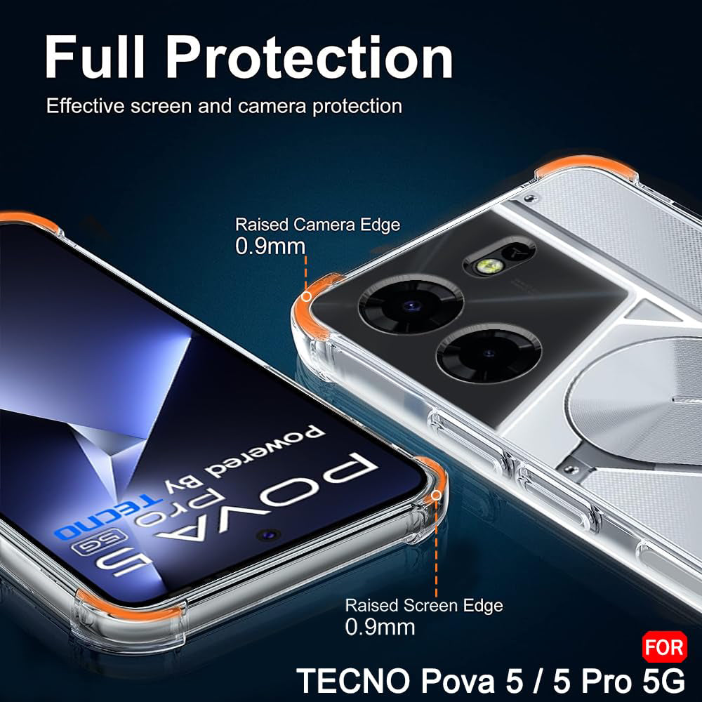 Husa de protectie Techsuit Shockproof Clear Silicone compatibil cu Tecno Pova 5 Pro, Transparent