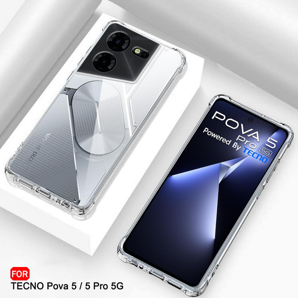Husa de protectie Techsuit Shockproof Clear Silicone compatibil cu Tecno Pova 5 Pro, Transparent