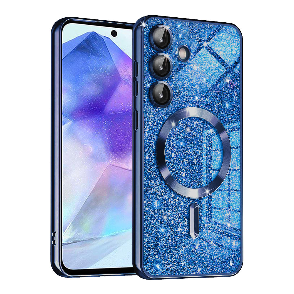 Husa de protectie Techsuit Luxury Glitter MagSafe compatibil cu Samsung Galaxy A55 5G, Albastru Inchis