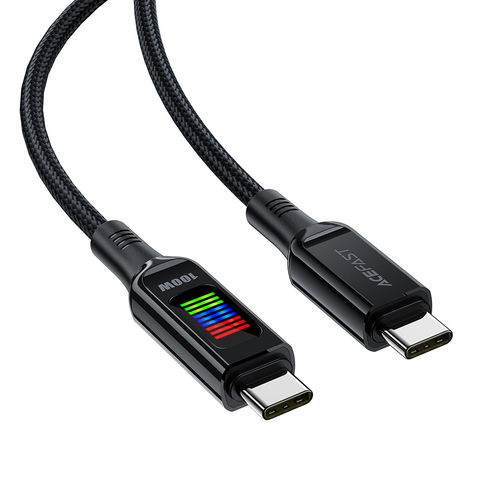 Cablu Acefast (C7-03), Type-C to Type-C, 100W Fast Charging, 5A, LED Display, 1.2m, Negru