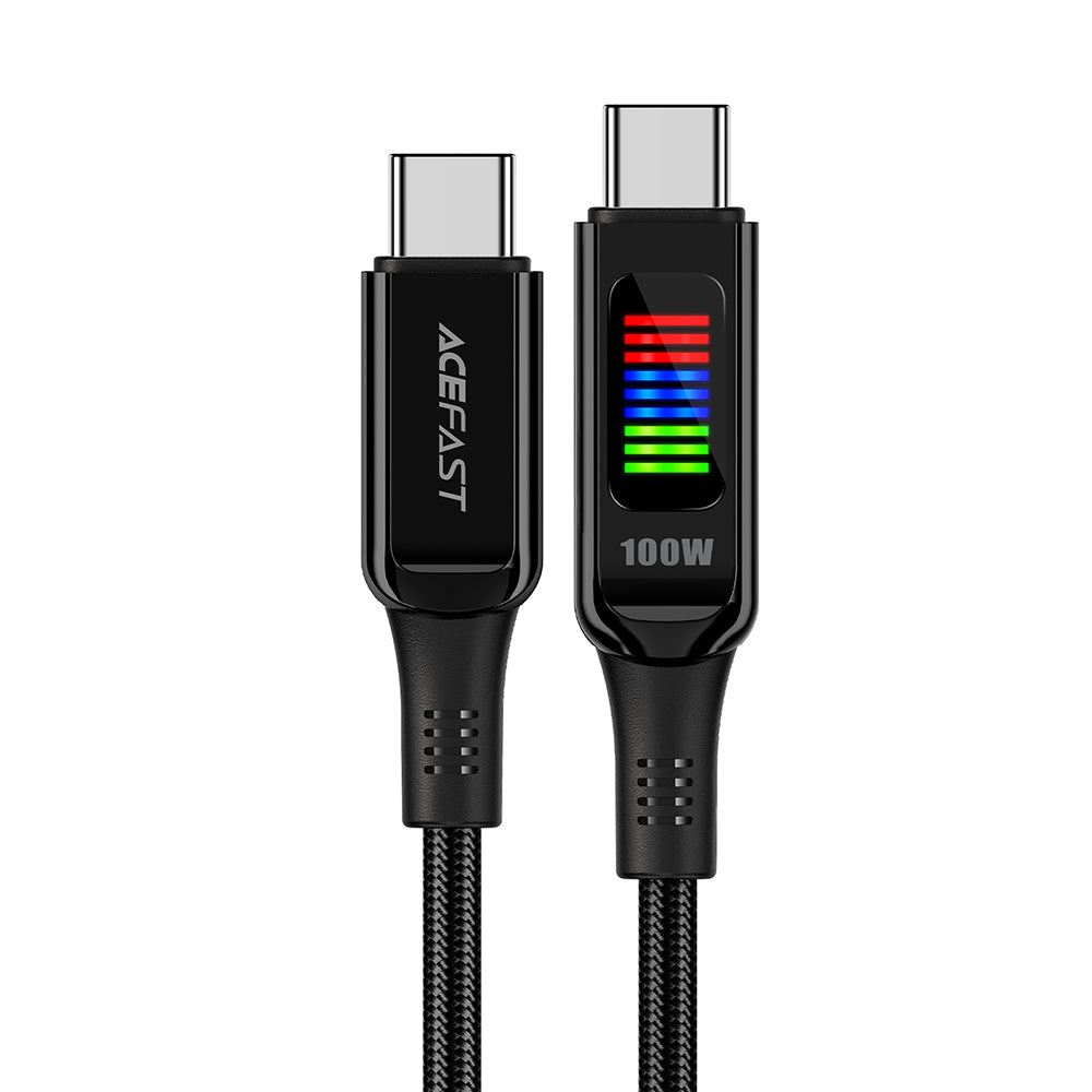 Cablu Acefast (C7-03), Type-C to Type-C, 100W Fast Charging, 5A, LED Display, 1.2m, Negru