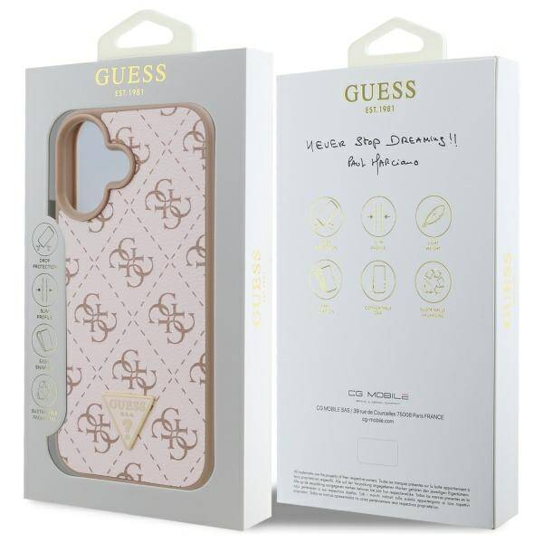 Husa de protectie Guess Hardcase 4G Triangle Metal Logo (GUHCP16SPG4GPH) compatibil cu iPhone 16, Alb