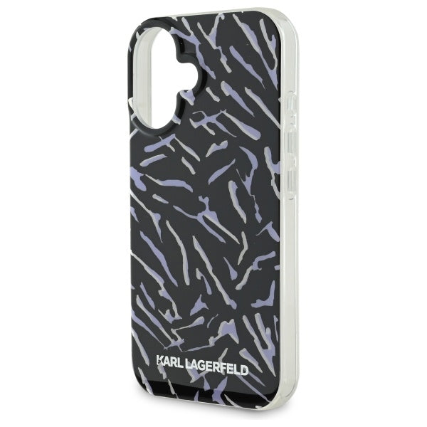 Husa de protectie Karl Lagerfeld Hardcase (KLHCP16MHZBPKCCU) compatibil cu iPhone 16 Plus, Mov Zebra With Cord