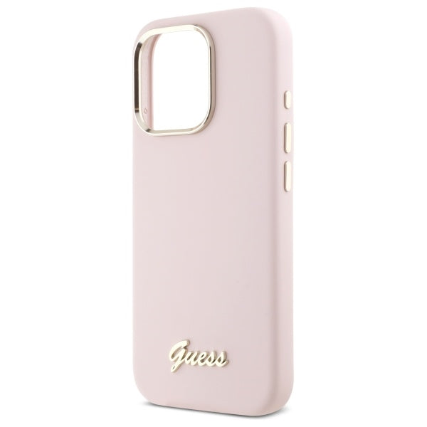 Husa de protectie Guess Silicone Script compatibil cu iPhone 16 Pro Max, Roz
