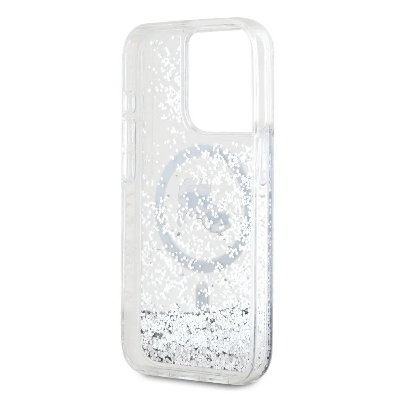 Husa de protectie Karl Lagerfeld Liquid Glitter MagSafe (KLHMP15XLGKCSGH) compatibil cu iPhone 15 Pro Max, Transparent Karl&Choupette Head