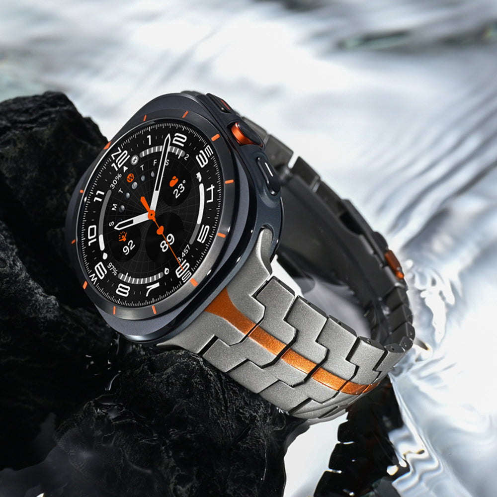 Curea smartwatch Techsuit Watchband (W063) compatibil cu Samsung Galaxy Watch Ultra 47mm / Watch Ultra 2, Titanium Orange