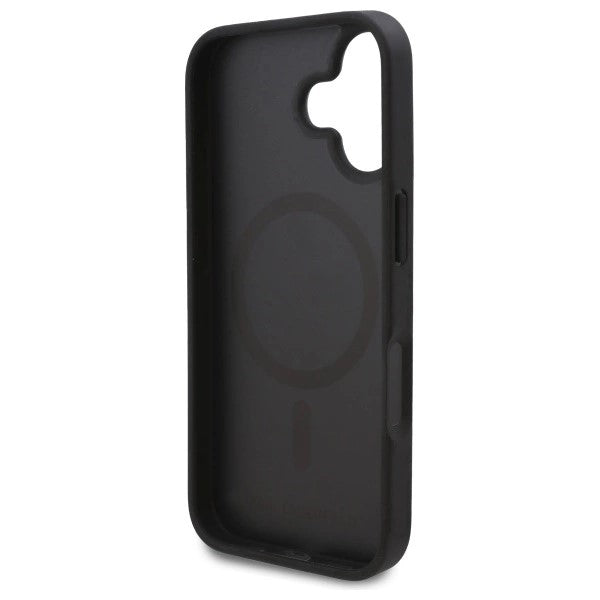 Husa de protectie Karl Lagerfeld Leather MagSafe (KLHMP16SPKHPORPK) compatibil cu iPhone 16, Hot Stamp
