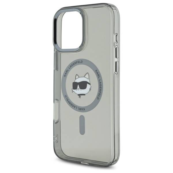 Husa de protectie Karl Lagerfeld IML MagSafe (KLHMP16LHLSCHK) compatibil cu iPhone 16 Pro, Metal Choupette`s Head