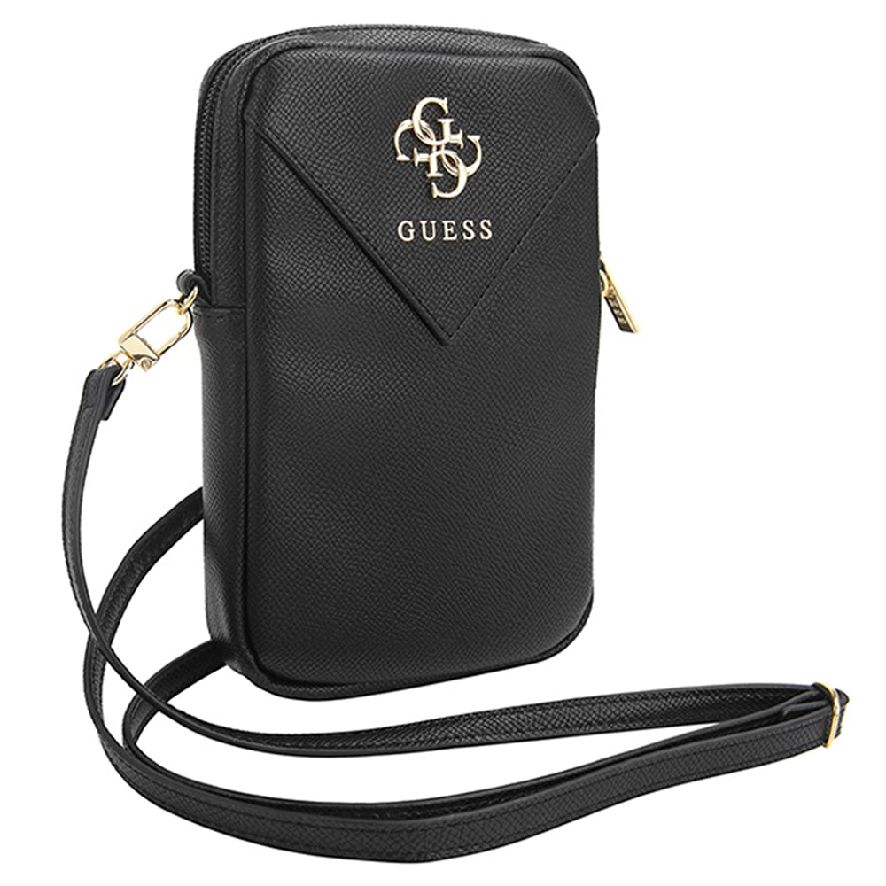 Geanta Guess Universal Phone Pouch Zip Triangle 4G (GUWBZPGSTEGK), Universal, Adjustable Strap, Zip Closure, Negru