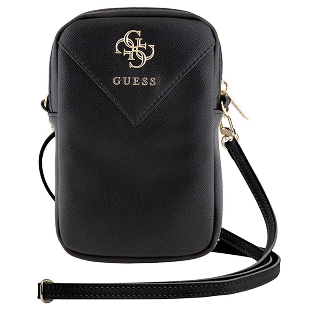 Geanta Guess Universal Phone Pouch Zip Triangle 4G (GUWBZPGSTEGK), Universal, Adjustable Strap, Zip Closure, Negru