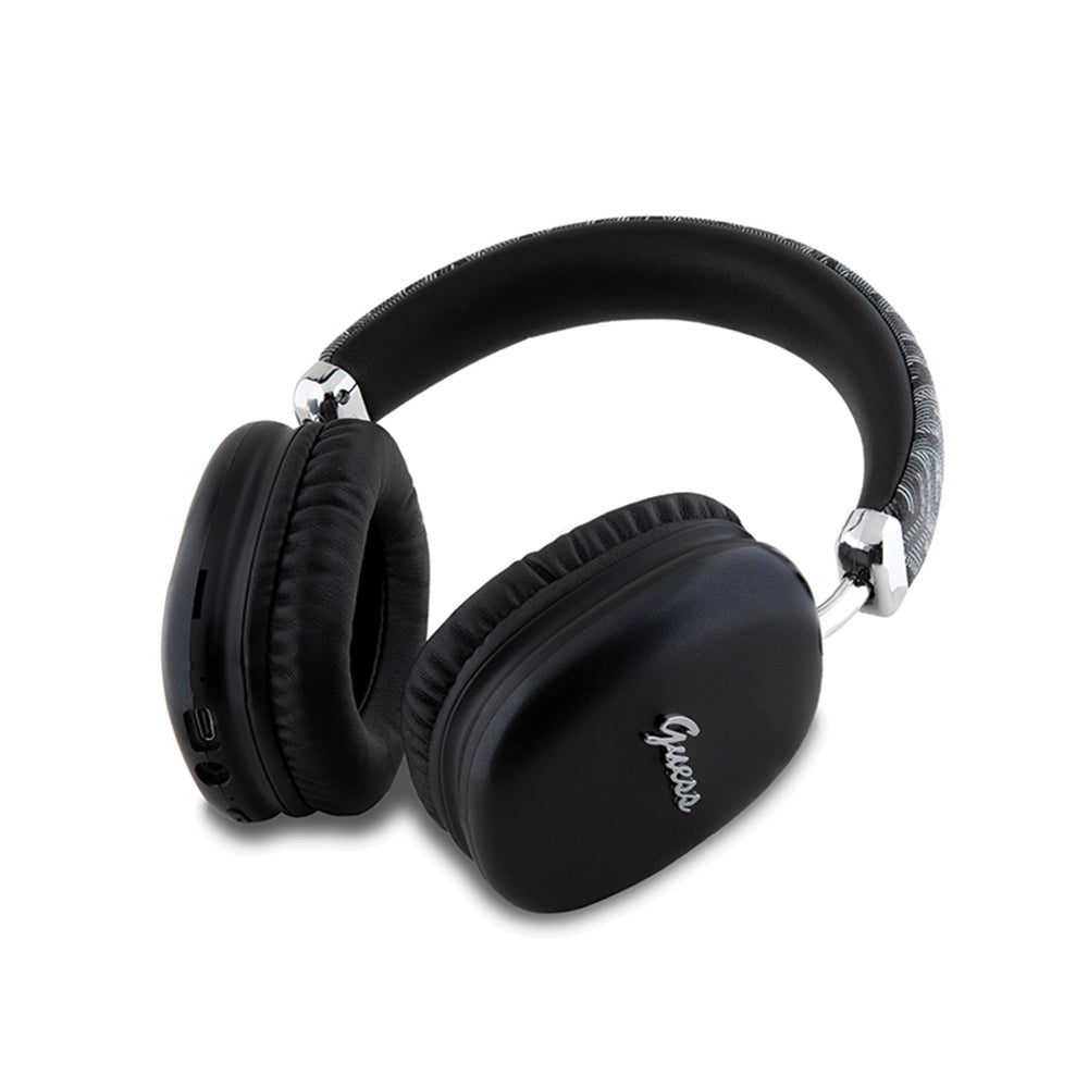 Casti Guess Wireless GCUBE Metallic Script Logo (GUBHK1GCTCSK), Over-ear Headset, Bluetooth 5.3, 400mAh, Negru